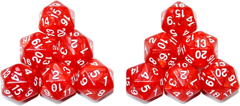 12-Pack 20 D20 SmartDealsPro Sided Dice Pearl Large Polyhedral Spin Down Dice Die with Pouch for DND RPG MTG Table Game