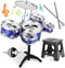 Beenavee Kids Drum Set,Jazz Drum Musical Toys, 5 Drum with Stool Mini Band