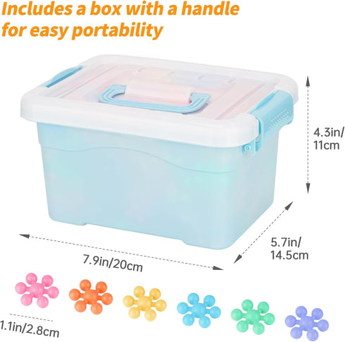 300PCS Interlocking Snowflake Building Block Toy for Kids Ages 3+, Multi-Color Solid Plastic STEM Toy with Carrying Case