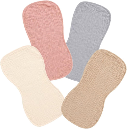 LOUYENOUS Cotton Burp Rags for Newborns 4pcs Set Soft Muslin Cloths Absorbent Baby