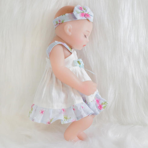 ENA Reborn Baby Doll Realistic Silicone Vinyl 10 inch Weighted Soft Body Lifelike Doll Gift Set for Ages 3+ (Slip Dress