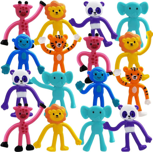 ArtCreativity Animal Bendable Figures, Set of 48, Stress Relief Bendy Toys for