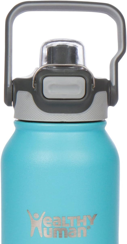 Healthy Human FLIP N SIP Lid - Leak-Proof Water Bottle Cap, Dishwasher Safe with Snap Metal Clip