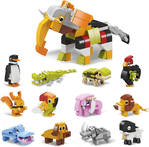 Animals Building Blocks for Kids, 12 in 1 Animal Party Favors, Goodie Bag Fillers, Birthday Prizes