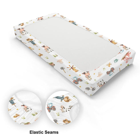 KuphiL10C Girls-16x32 Cartoon Farm Animals Cow Chicken Pigs Sheep Farm Life Tractor Baby Changing Pad Cover,Unisex Farm