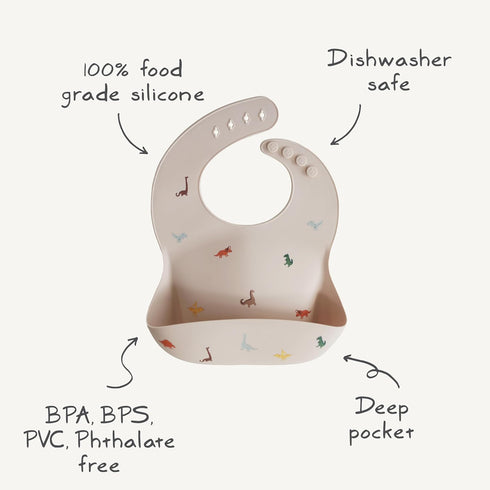mushie Silicone Baby Bib, Waterproof Adjustable Fit Bibs in Vanilla Confetti
