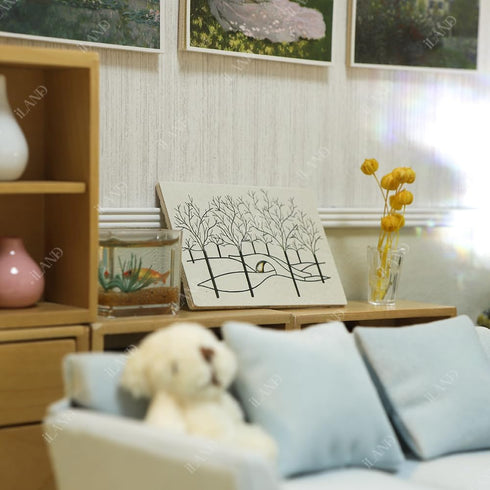 Set, Set 12pcs) iLAND Dollhouse Couch with Dollhouse Living Room Furniture Doll House Furniture and Accessories
