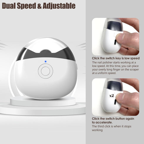 Trimmer 3-Speed Electric Nail Clipper & Nail File - Automatic with Adjustment LED Light, Built-in Storage, USB