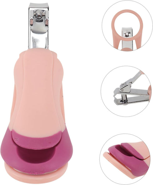 Set VICASKY Nail Care Safe Nail Clippers Tweezers Scissors for Newborns and Toddlers Portable Pink Grooming Kit