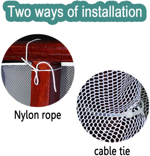 Child Safety Rail Net for Balcony, Patios, Railing, Stairs, 10ft x 2.5ft, Sturdy Mesh Fabric Material (White)
