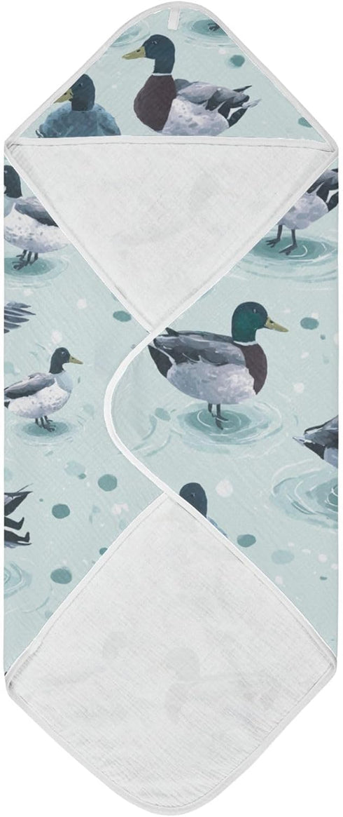 Pigsaly 30 30 Cute Mallard Ducks Hooded Baby Towel Farmhouse Animals Baby Bath Towel Unisex Toddlers Hooded Towels