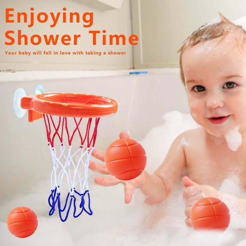 OBTANIM Set Bathtub Fun Basketball Hoop Balls Bathroom Shooting Game Toy for Toddler Kids Children Baby Bath Tub