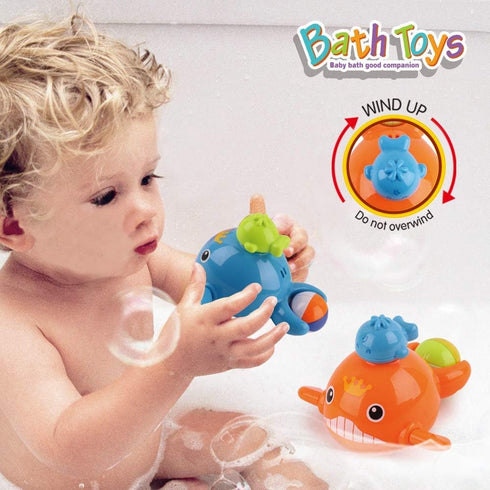 Dwi Dowellin Bath Toys Fishing Games, Swimming Whales Bath Time Bathtub Toy for Toddlers Baby Kids Infant Fish Set Age
