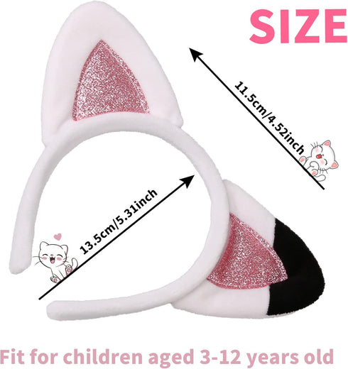 Creatoy Cat Ears Headbands for Kids Toddler Halloween Headband Glitter Hairband Accessories Birthday Party Supplies