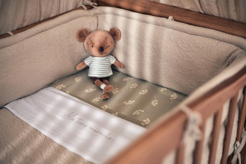 Jollein 60x120cm Fitted Sheet Jersey Twig - Olive Green, Cot Size, OEKO-TEX, Fun Print, Baby Mattress Protection