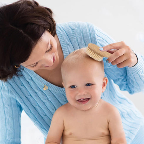 BoAn Wooden Baby Hair Brush,Natural Soft Goat Bristles,Cradle Cap Brush for Newborns & Toddlers,Perfect Scalp Grooming