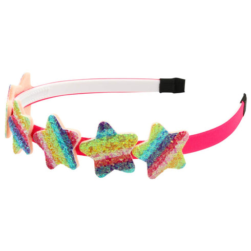 XIMA Glitter Heart Girls Headbands, Rainbow Star Hair Accessories, Pack of 8