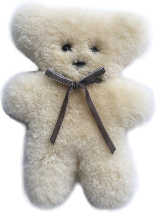 funlife 100% Australian Soft Lambskin Flat Teddy Bear for Baby Birthday Gift, Cream
