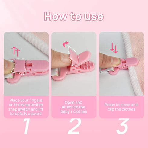 4 Pack Pacifier Clips for Boys & Girls, Silicone Dummy Clips with Adapters for Baby Teething Toys, Baby Shower