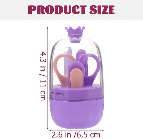 Set 4pcs Toyvian Nail Clipper for Newborns and Babies, Purple Grooming Kit with Safety Scissors and Storage Box