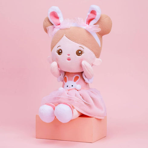 OUOZZZ Soft Baby Doll for Girls - My First Baby Doll Birthday Gifts for Girls Plush Rag Dolls Bunny Pink Dress Toy for Toddlers Kids Infants 15"