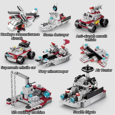 Building Block Warship - 25 in 1 Battleship Kits for Kids, Educational Toys for Boys Age 6-12 Years Old, 554PCS