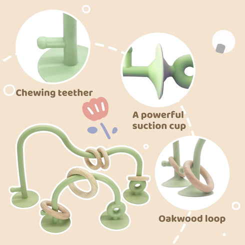 6 12 18 Baby High Chair Suction Toys Teething Chew - Baby Teething Toys Silicone Teethers Table Toys, Food Grade