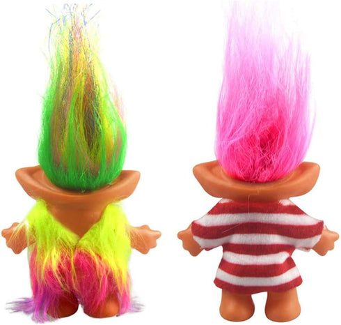 2 Packs Vintage Troll Dolls Set, Retro Chromatic Adorable 7.5" Tall Troll Dolls for Collections, Arts and Crafts