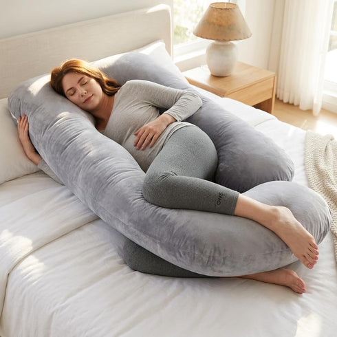 Eccn U-Shaped Full Body Pillow for Adults, Maternity Pregnancy Pillow with Washable Velvet Cover, Ergonomic Support