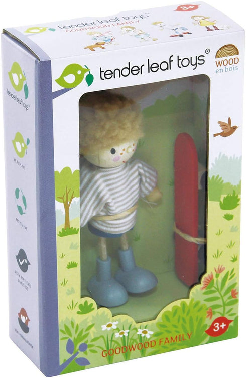 Tender Leaf Toys The Goodwood Family, Wooden Miniatures Flexible Doll, Multicultural Action Figure for Dollhouse