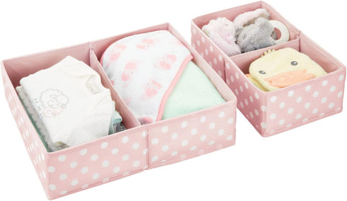 Closet, Set 2, 4 Pack, mDesign Fabric Drawer Organizer Bins, Kids/Baby Nursery Dresser, Shelf, Playroom Organization
