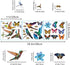 32Pcs Watercolor Butterfly and Hummingbird Stickers, Self Adhesive Wall Decals for Bedroom, Nursery, Kids Playroom