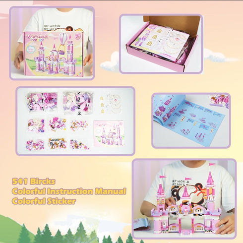 541 6-12 Princess Castle Girls Building Blocks Toys Pieces Multi Shaped Castle Hot Air Balloon Toys for Girls