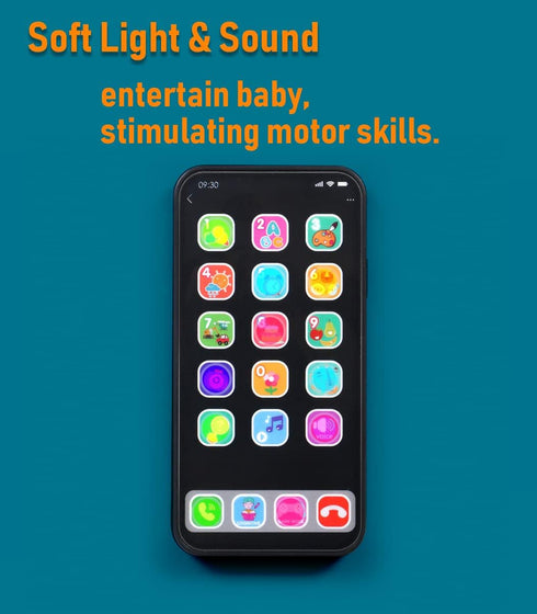 Musical Cell Phone Toy for 1 Year Old Toddlers - Baby Phone Toy with Light and Sound, Gifts for Boys and Girls (Black)