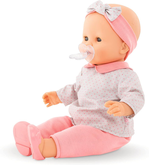 Corolle Heart Shaped Doll Pacifier Accessory, 2 Pack, Clear/Pink for 14-17" Dolls