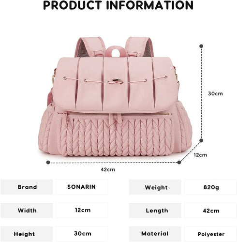 SONARIN Backpack Mummy Convertible Diaper Bag Waterproof Nappy Changing Bag Travel Bag with Changing Pad & Shoulder