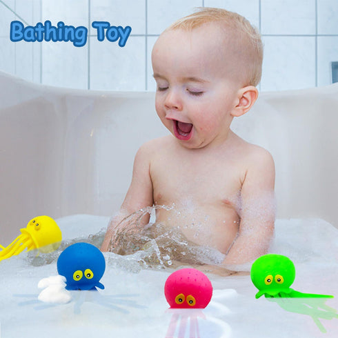 Eutreec Pack 4 Octopus Water Balls, of Pool Floating Toys Baby Bath Toys Squishy Sensory Stress Relief Toys, Cute