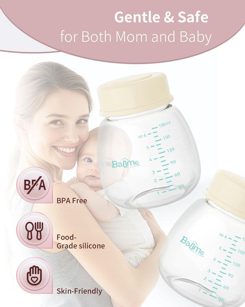 6oz Freezer2-Pack Milk Storage Bottles, Compatible with Spectra Pumps, BPA-Free, Leak-Proof Design, Dual Use as Milk