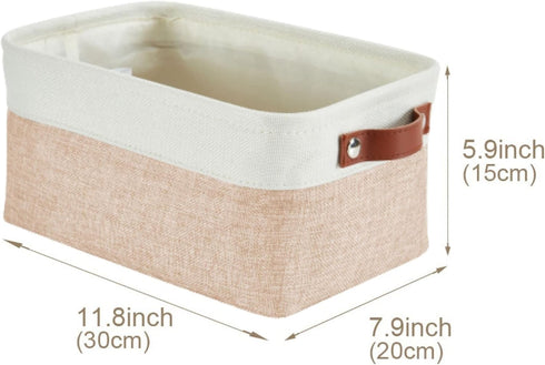 DECOMOMO Small Storage Baskets for Organizing, Linen Closet, Bathroom, Nursery, Fabric Bulk Decorative (Beige and