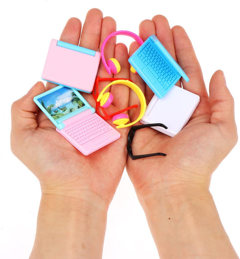 30 Pcs Doll Dollhouse Accessories 1/12 Scale Dollhouse Phone Laptop Computer Headset Glasses Miniature Simulator Accessories Mini Scene Simulation Miniatures Playset