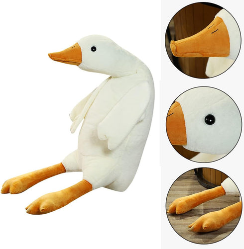 MDXMY 51.2" White Swan Goose Stuffed Animal Plush Pillow, Super Soft Sleeping Pillow (Down White, 51.2")