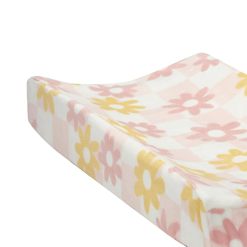 Luxury Pink & White Checkered Changing Pad Cover - Daisy Dreams by Lambs & Ivy