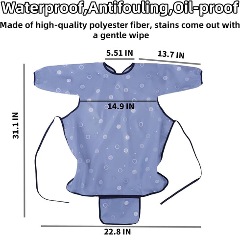 Baby Feeding Coverall Bib with Long Sleeves, Attaches to Highchair and Table, Weaning Bibs