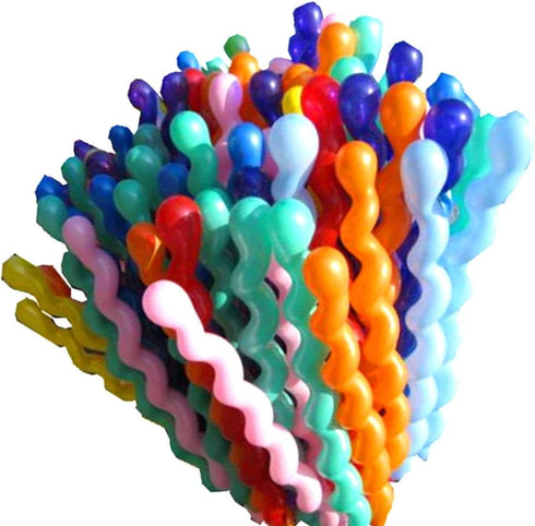 100Pcs 40 Inches Latex Spiral Balloons for Birthday Party, Assorted for Boys and Girls