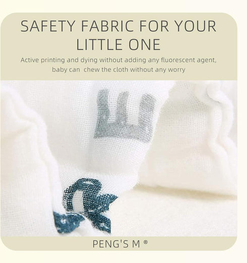 PENG'S M 5 Pack 100% 20x10 Inches Baby Muslin Burp Cloths Dinosaur Burping Rags Super Soft Face Towel Organic Cotton