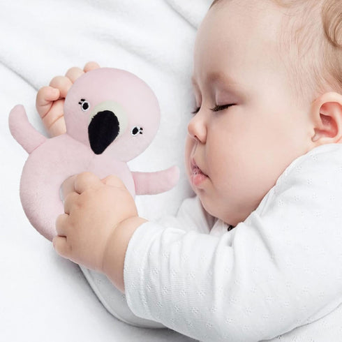 Baby Flamingo Soft Rattle Toy, Easy-Grasp Plush Infant Shaker, Birthday Gifts for Newborns, Pink