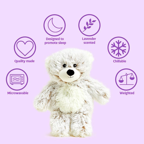 warmies Junior Microwavable & Weighted Stuffed Animals, Marshmallow Bear- Heated Stuffed Animal Plushie for Warmth