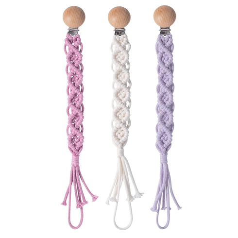 Boho Pacifier Clip for Boys Girls Pacifier Holder Leash Wooden Clips Handmade