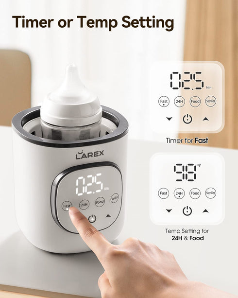 8 1 LAREX Bottle Warmer, Fast Baby Bottle Warmer for Breastmilk and Formula, with Timer and Accurate Temp Control