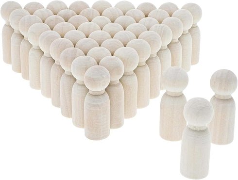 Wood Peg Dolls, Peg Doll Kit (1.77 inches, 50-Pack)